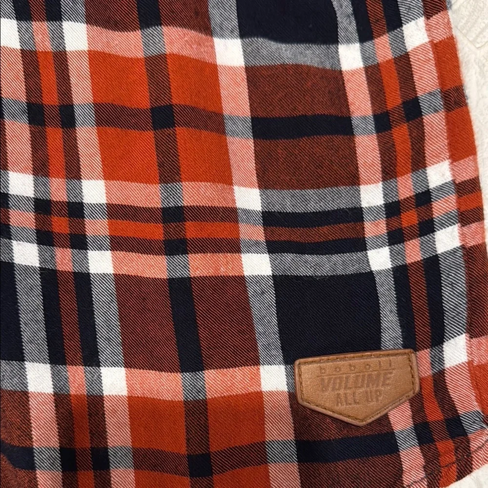 Orange and Navy Plaid Button Down Shirt, kids